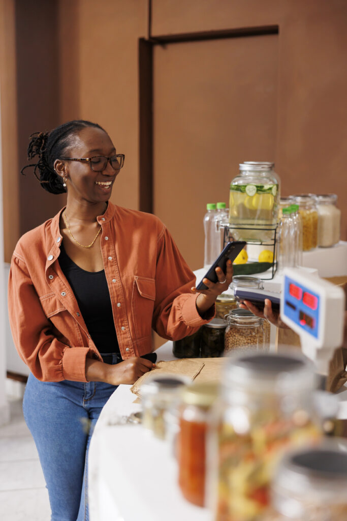 POS system processing customer payments in a retail shop